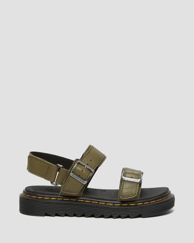 Kids' Dr Martens Junior Kyle Leather Sandals Olive | AU 722LIS